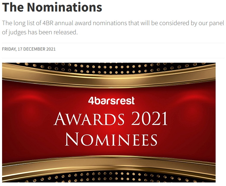 Artikel 4barsrest Nominierung 4barsrest Awards 2021