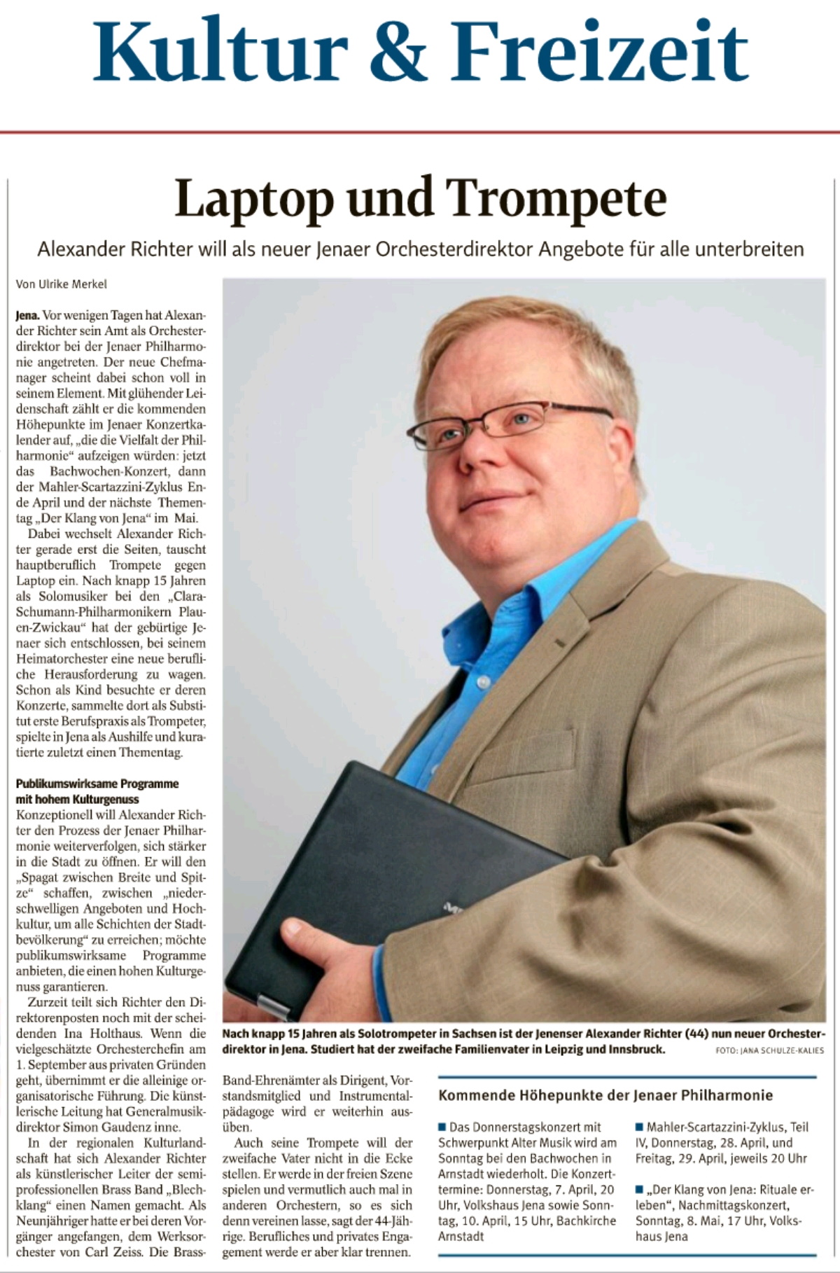 Artikel OTZ Alexander Richter Philharmonie Jena