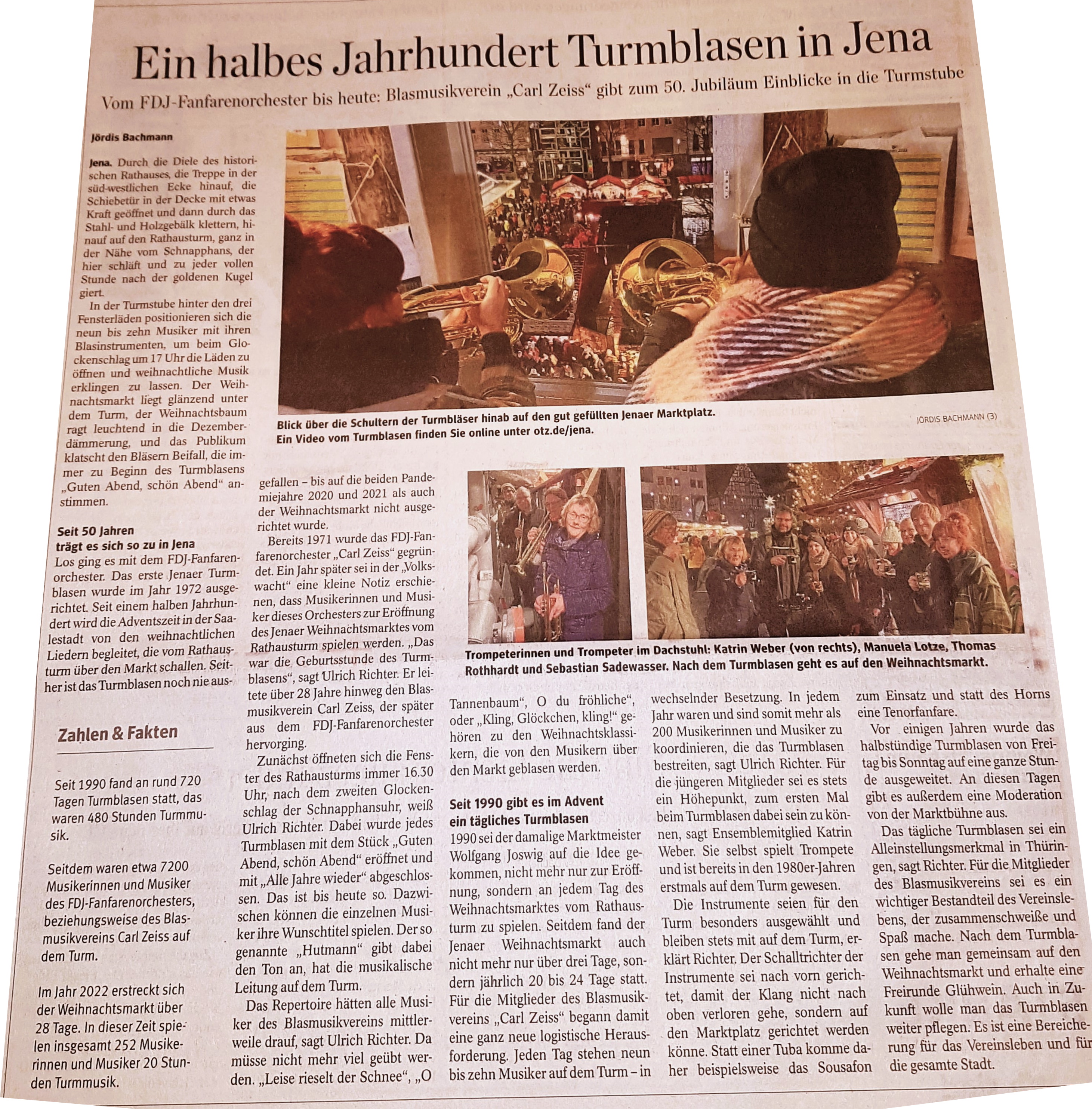Artikel OTZ 50 Jahre Turmblasen in Jena