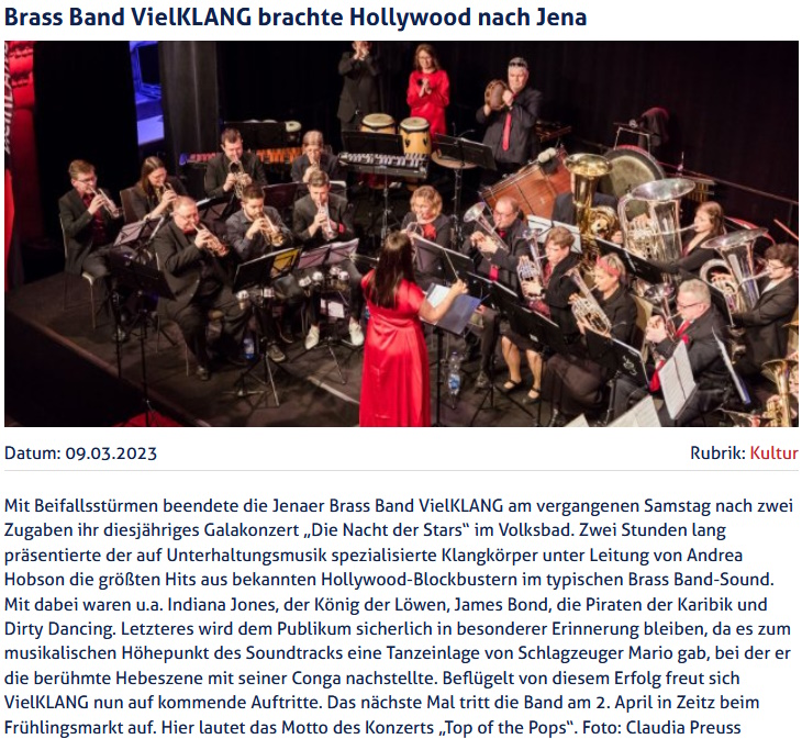 Artikel JenaTV Galakonzert 2023 Brass Band VielKLANG