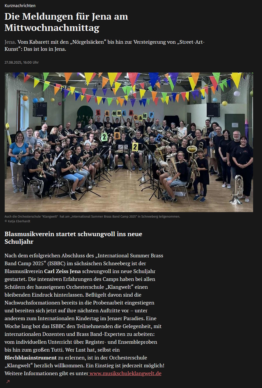 Artikel OTZ Kurznachrichten Schuljahresstart 2025