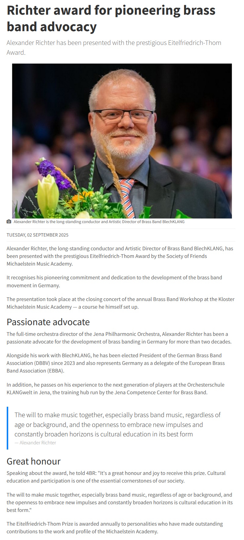 Artikel 4barsrest Alexander Richter Eitelfriedrich-Thom-Preis